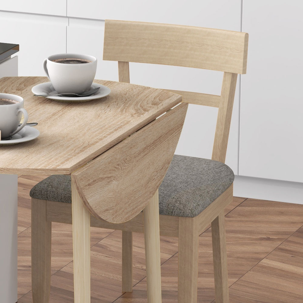 HOMCOM 4 Seater Natural Round Drop Leaf Dining Table Image 3