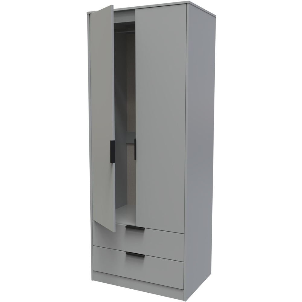 Crowndale Diego 2 Door 2 Drawer Dusk Grey Tall Wardrobe Ready Assembled Image 5