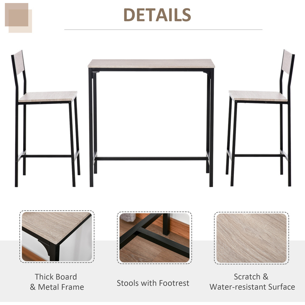 Portland 2 Seater Wood Effect Table with Stools Image 4