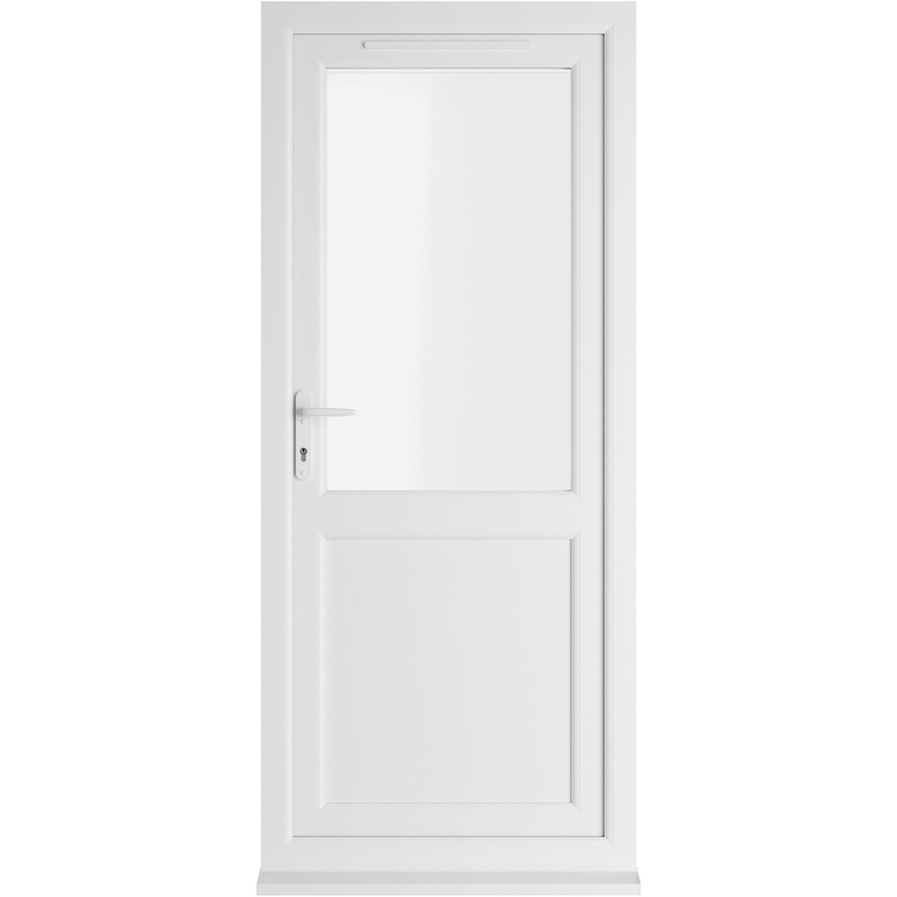 Crystal uPVC Triple Glazed Door Half Glass Half panel Right hand White Clear Glass 890x2090mm Image 1
