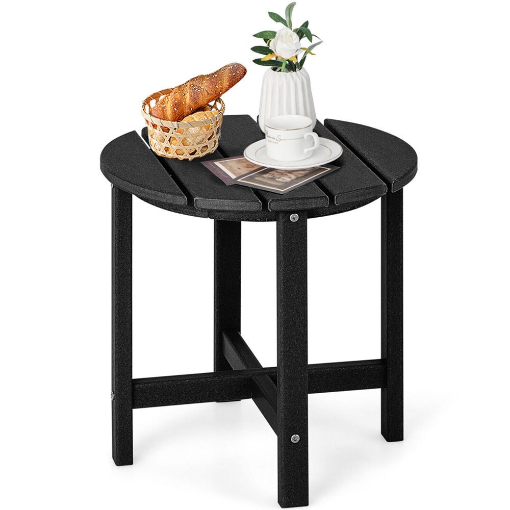 Costway Black Patio Round HDPE Side Table Image 3