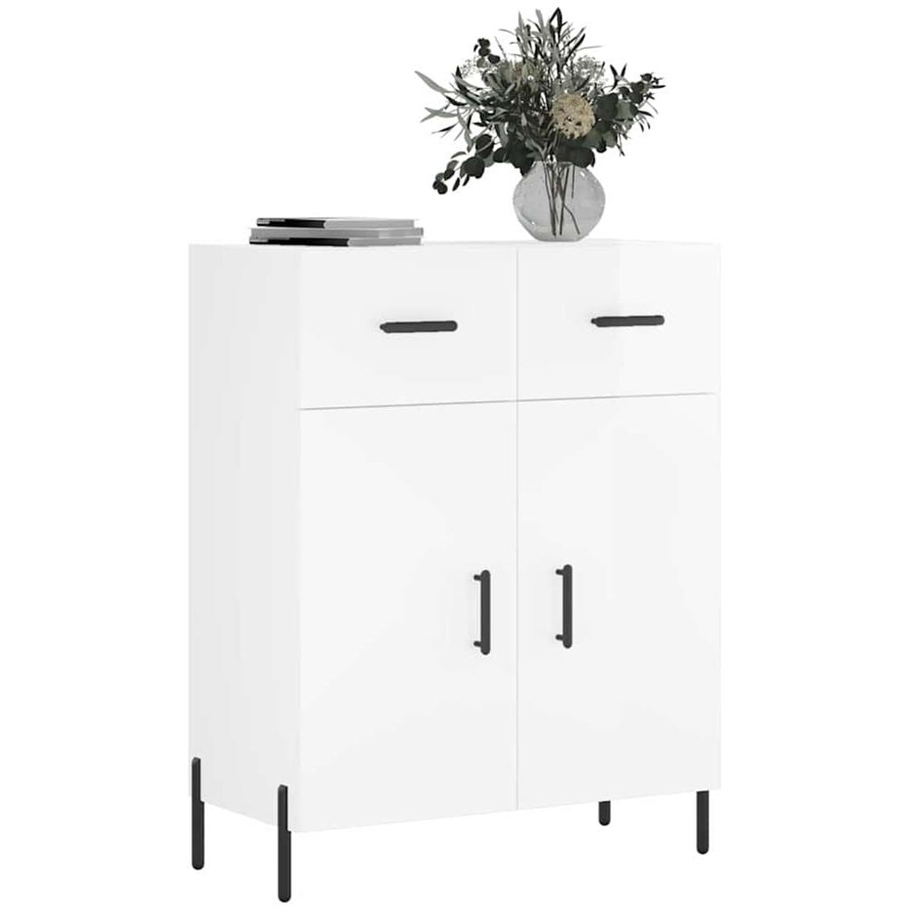 vidaXL 2 Door 2 Drawer High Gloss White Sideboard Image 3
