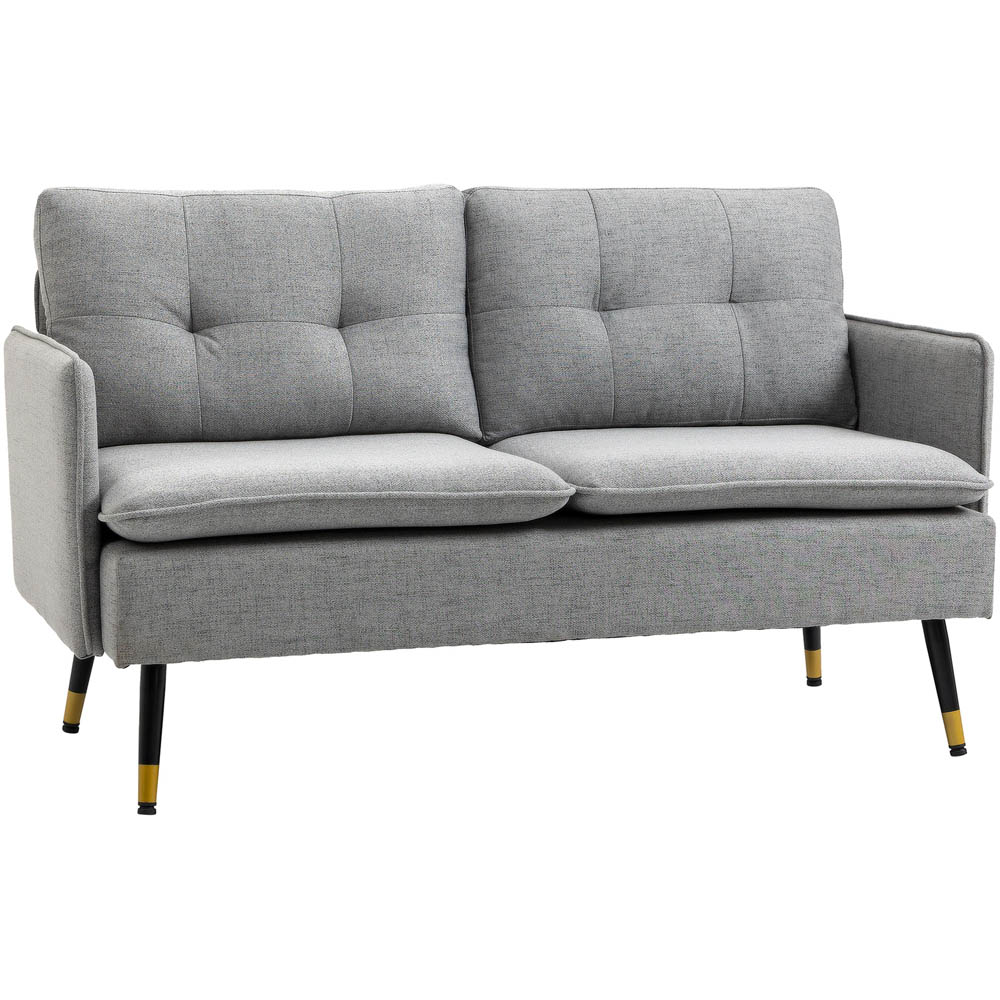 Portland 2 Seater Grey Polyester Button Tufted Sofa Image 2