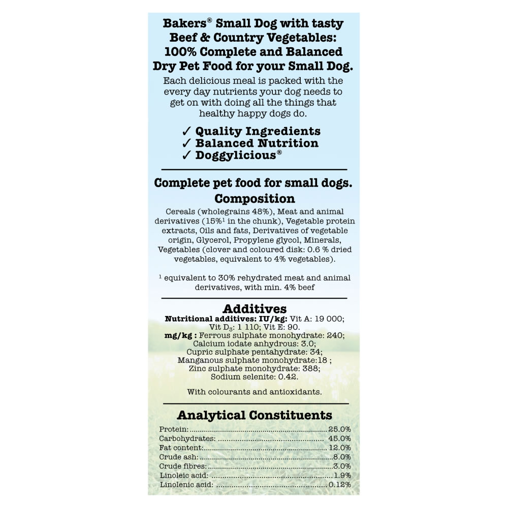 Bakers Complete Dry Dog Food with Tasty Beef and Country Vegetables for Small Dogs 2.7kg Image 4