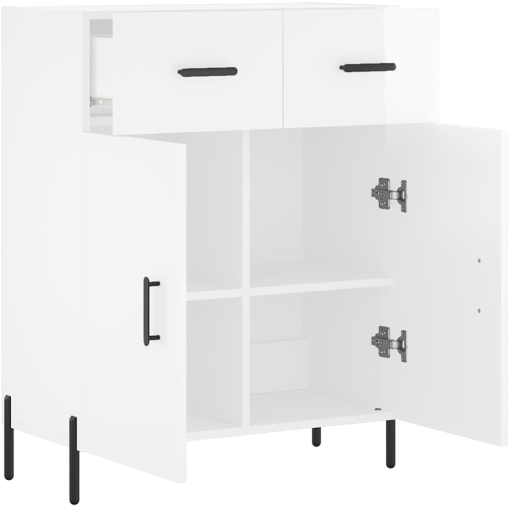 vidaXL 2 Door 2 Drawer High Gloss White Sideboard Image 5