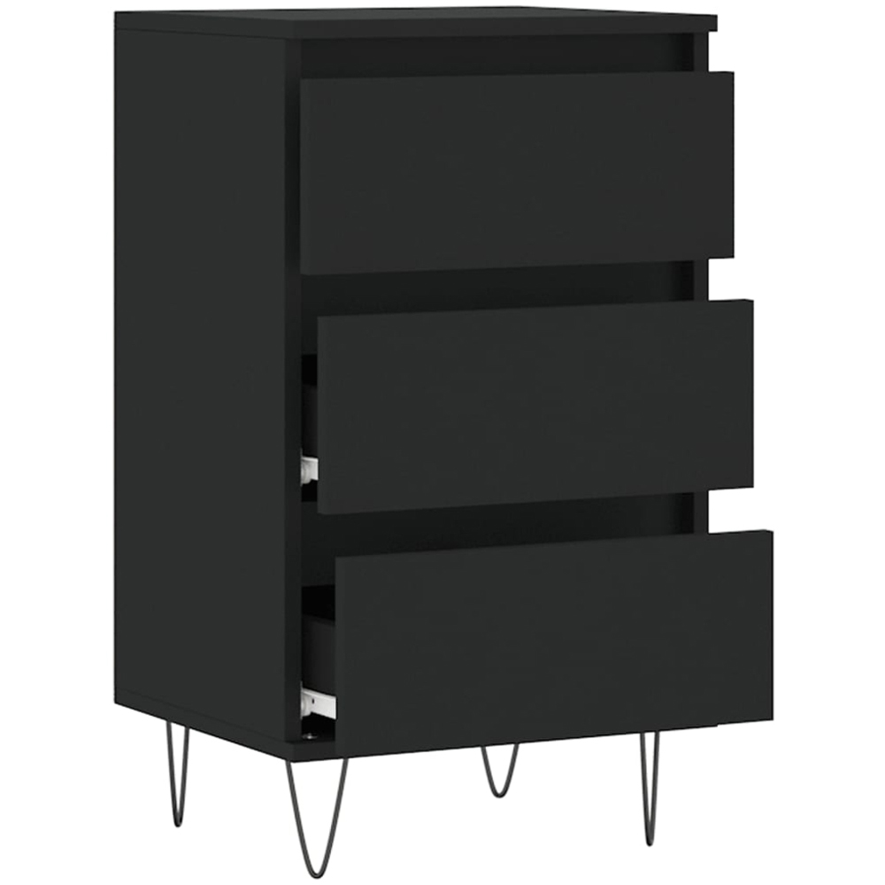 vidaXL 3 Drawer Black Wooden Sideboard with Metal Legs Image 6