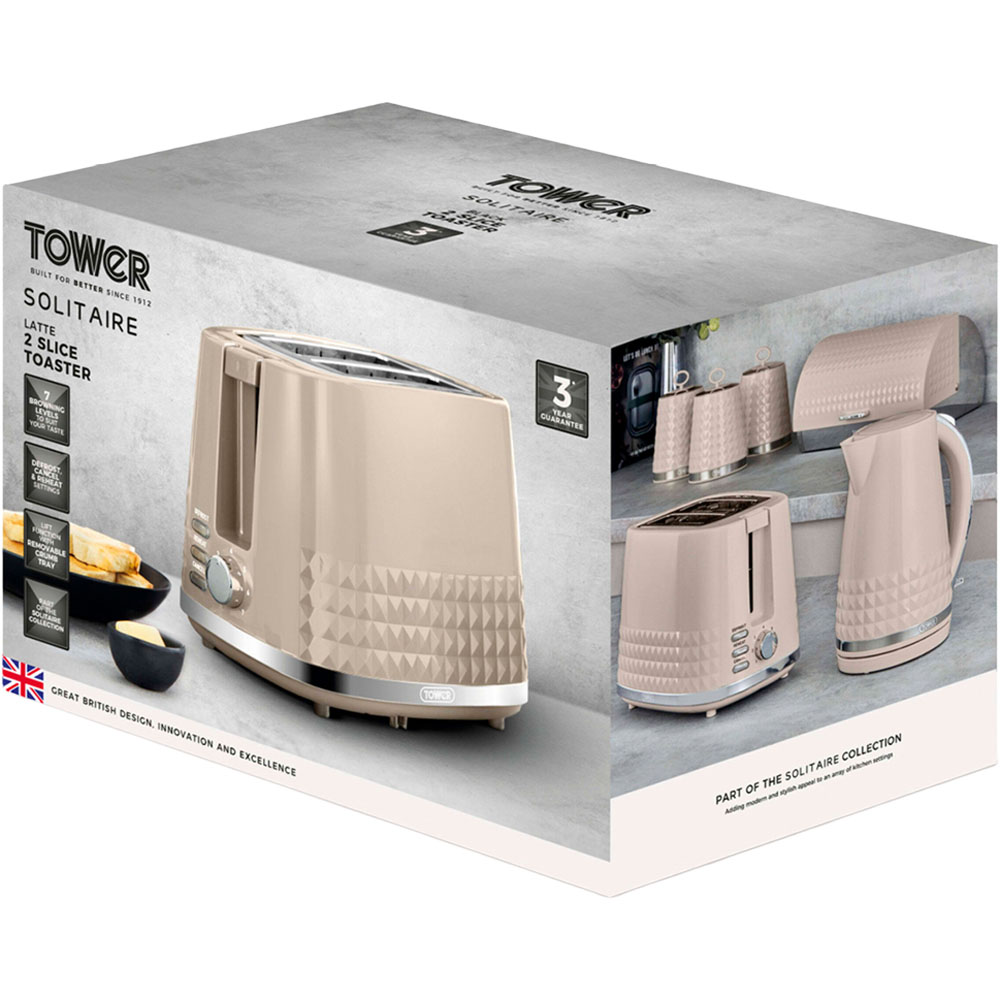 Tower Solitaire T20082MSH Latte 2 Slice Toaster Image 2