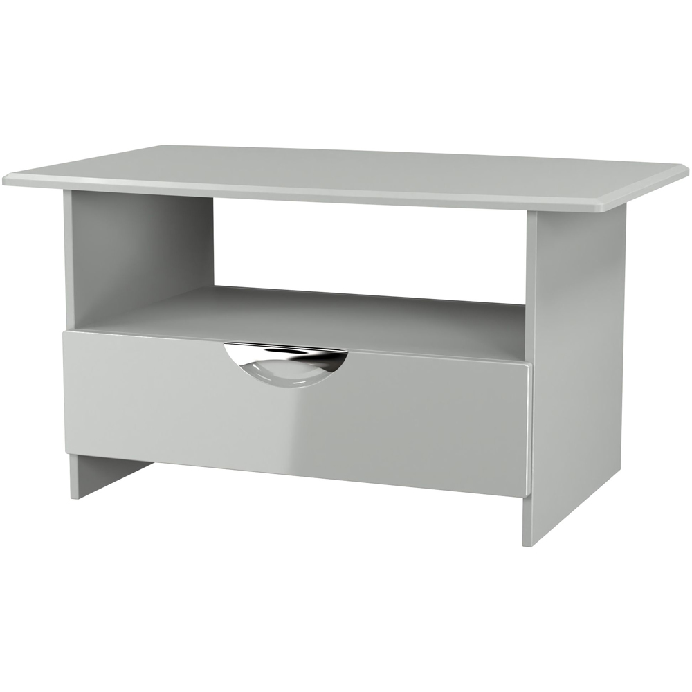 Crowndale Camden Single Drawer Single Shelf Grey Gloss and Dusk Grey Coffee Table Ready Assembled Image 4