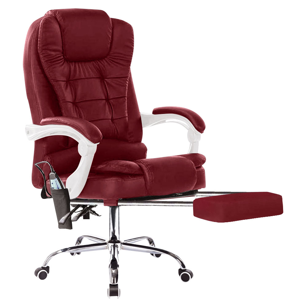 Neo Burgundy Faux Leather Swivel Massage Office Chair Image 2