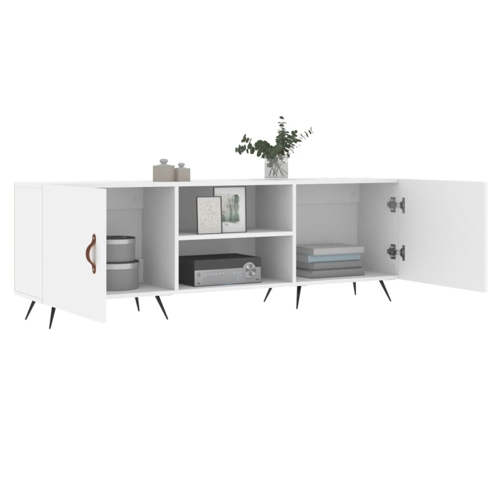 vidaXL 2 Door 2 Shelf White TV Cabinet Image 4
