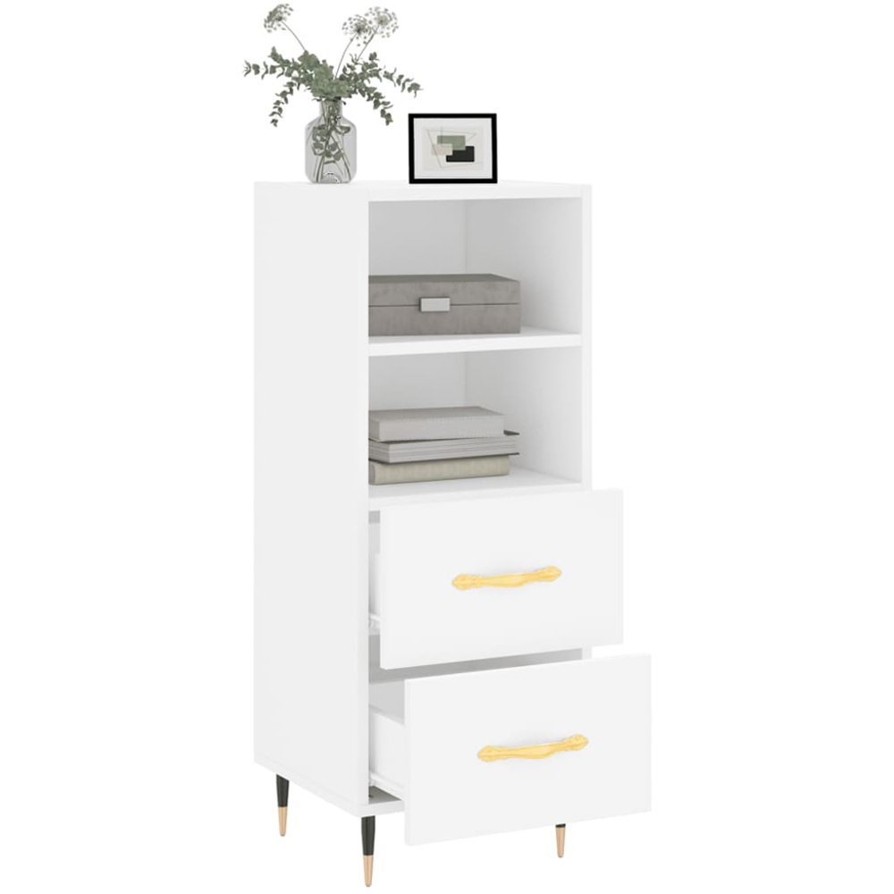 vidaXL 2 Drawer 2 Shelf White Sideboard Image 4