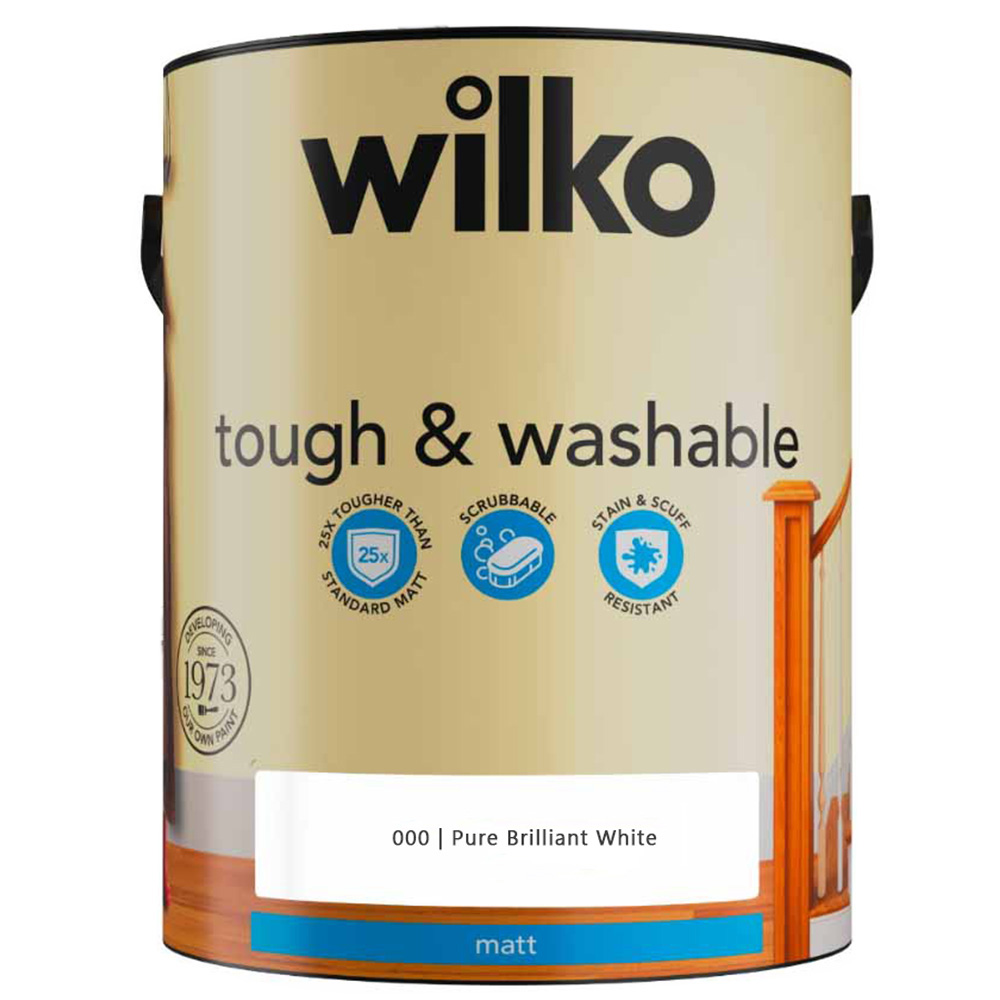 Wilko Tough & Washable Pure Brilliant White Matt Emulsion Paint 5L Image 2