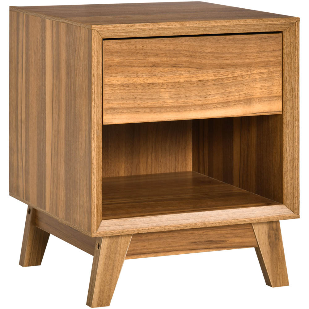 Portland Single Drawer Walnut Brown Bedside Table Image 2