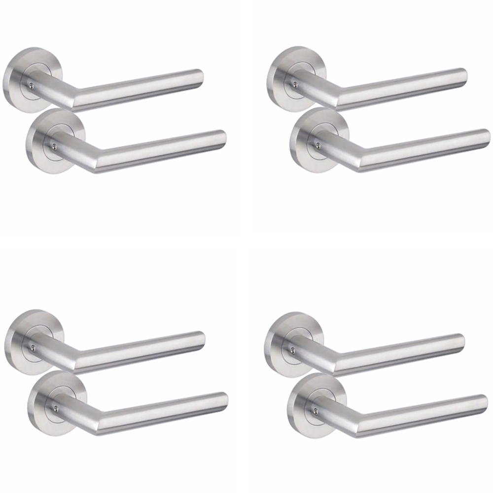 Golden Grace Mitred Satin Nickel Latch Door Handle Pair 52mm 4 Pack Image 1