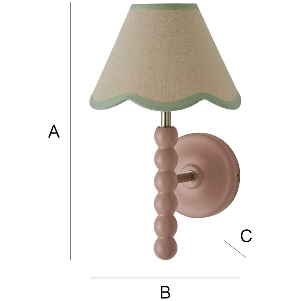 ValueLights Green Trim Scallop Shade Pink Bobbin LED Wall Light with Bulb 2 Pack Image 7