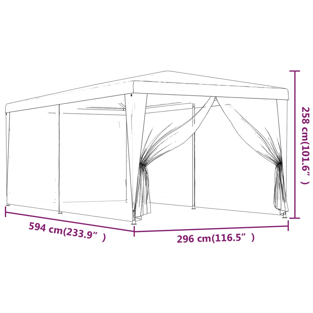 vidaXL 3 x 6m Anthracite Party Tent with Mesh Sidewalls Image 7