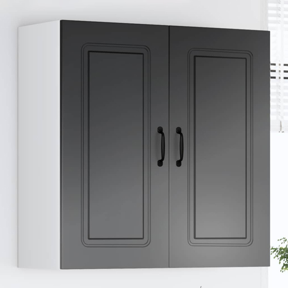 vidaXL Kalmar 2 Door Black Wall Kitchen Cabinet Image 1