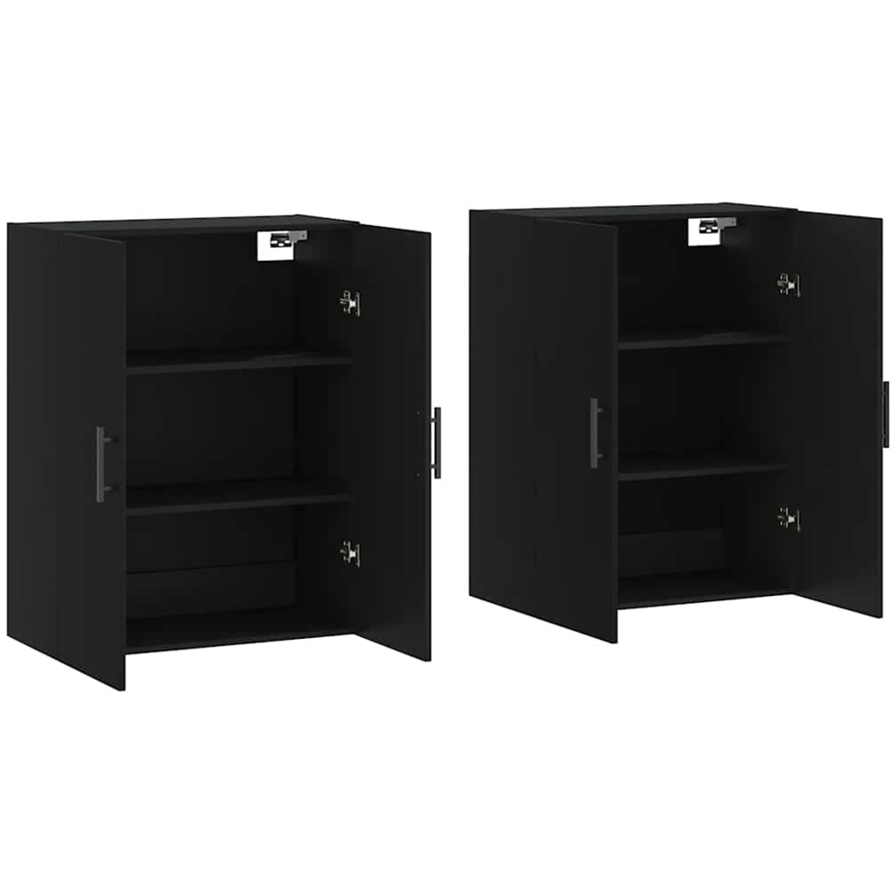 vidaXL 2 Door Black Wall Mounted Storage Cabinets 2 Pack Image 4