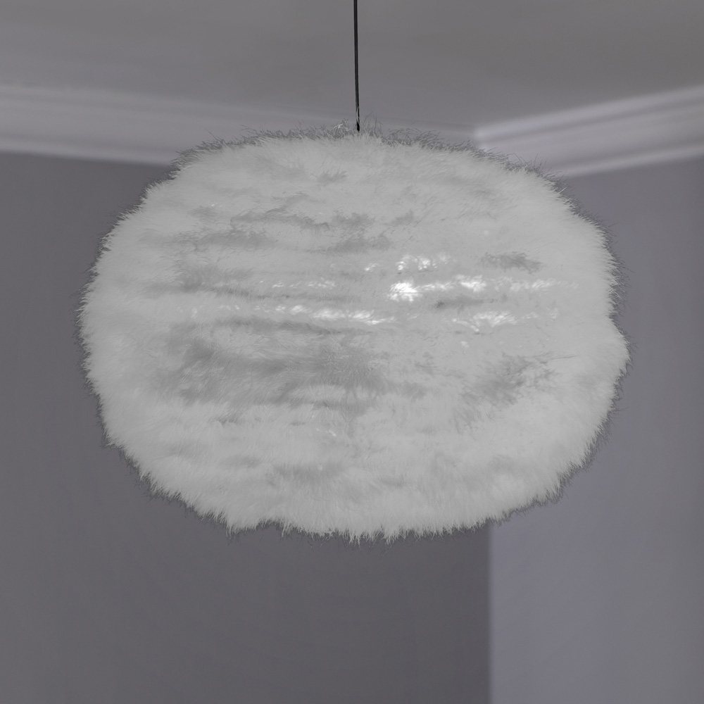 Wilko Grey Faux Feather Large Pendant Shade Image 6
