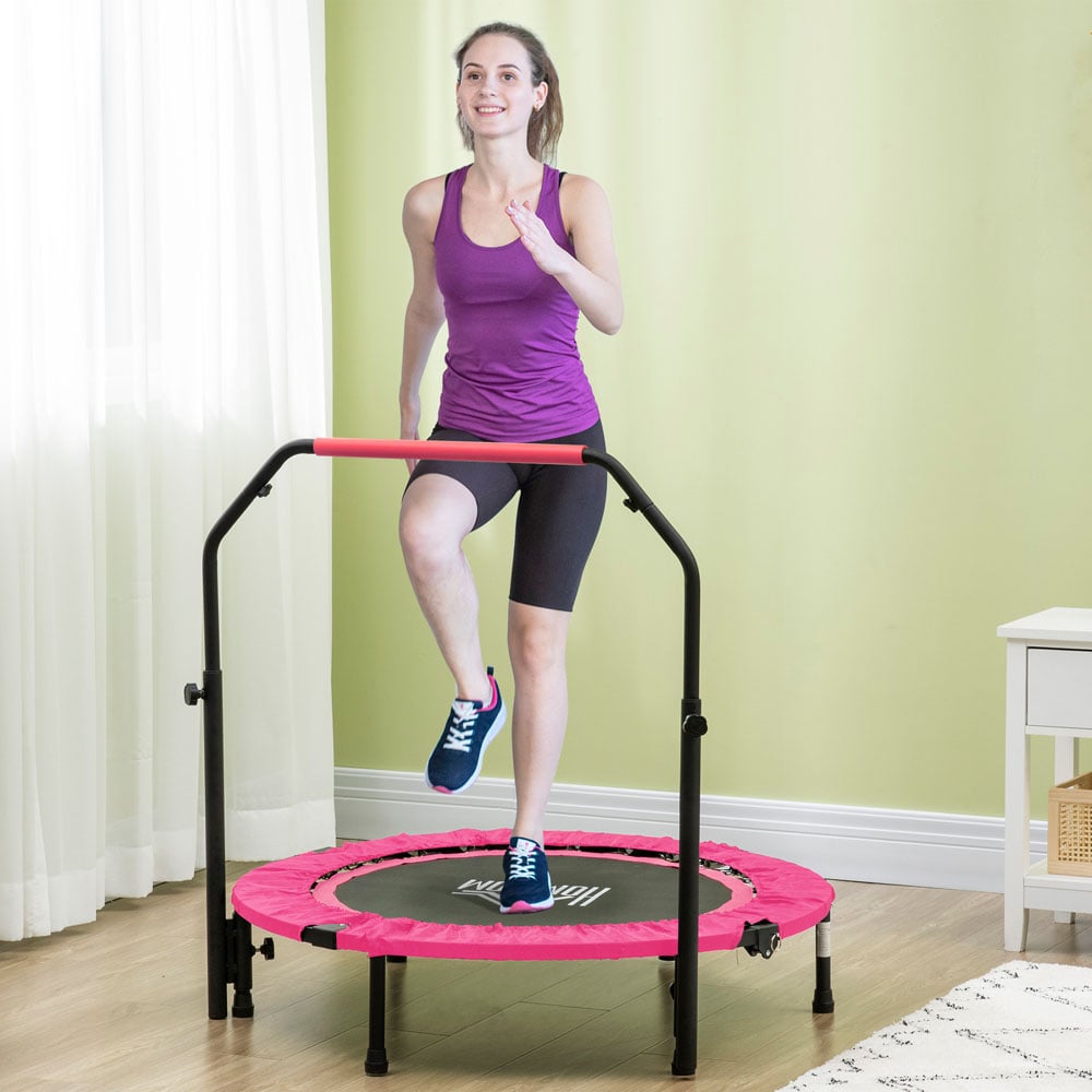 HOMCOM 3ft Pink Fitness Trampoline Image 2