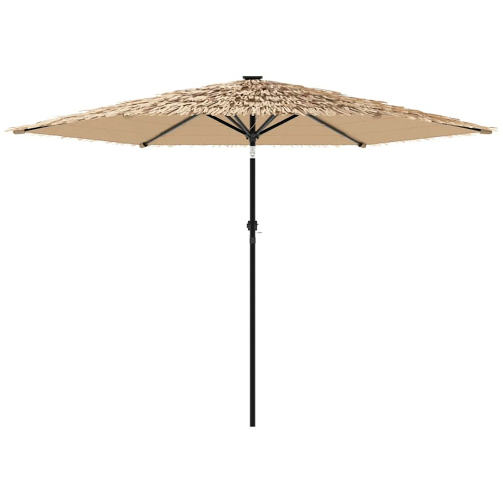 vidaXL Brown LED Light Straw Top Garden Parasol with Steel Pole 2.8m Image 4