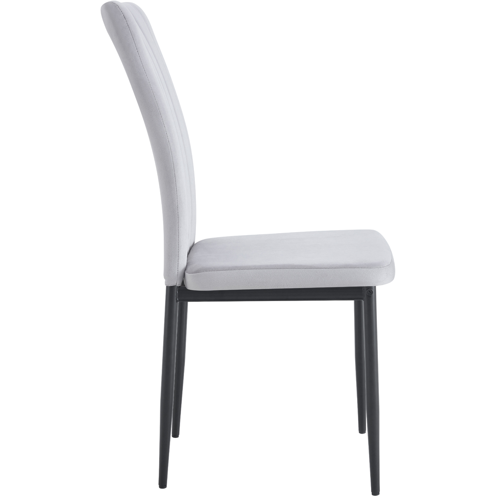 Elle Set of 2 Light Grey Velvet Effect Plush Padded Upholstered Dining Chair Image 4