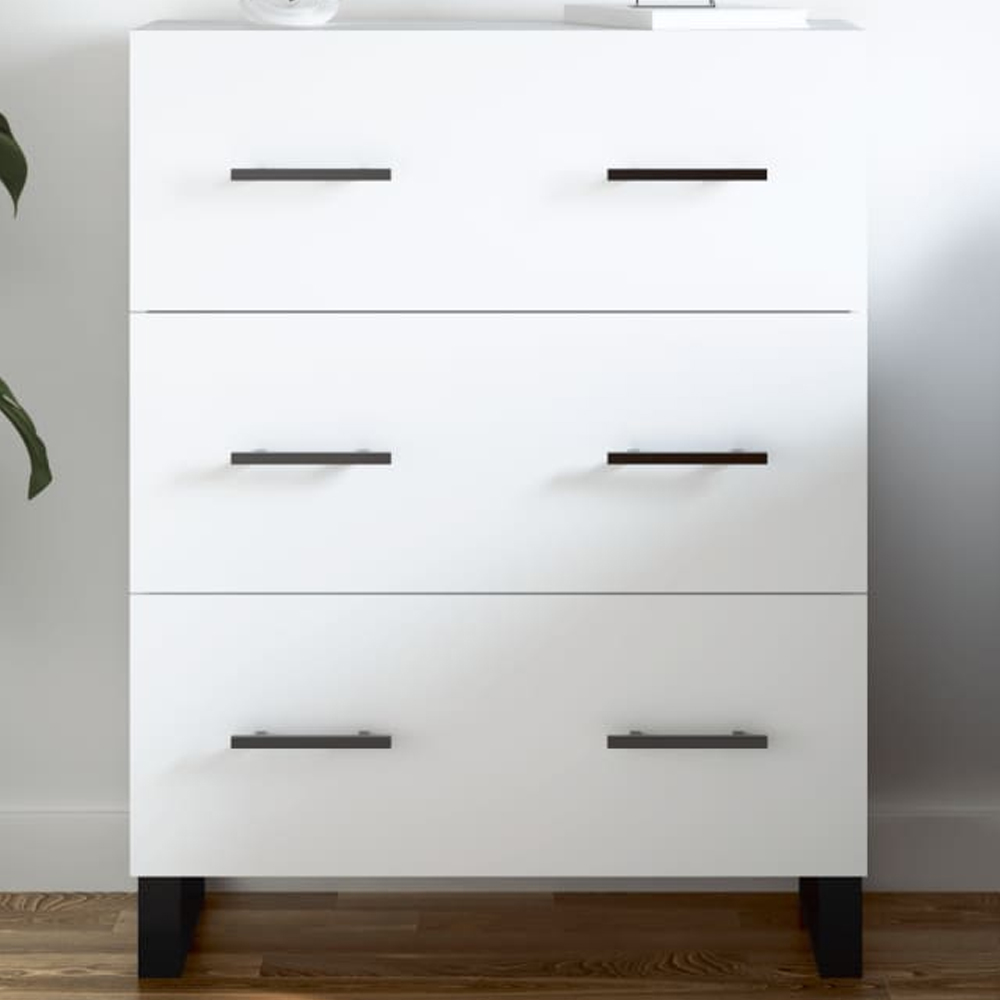 vidaXL 3 Drawer White Sideboard Image 1