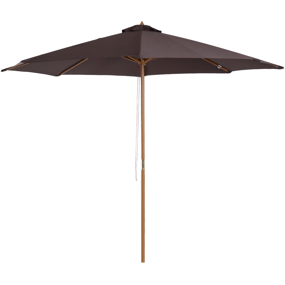 Outsunny Coffee Bamboo Wooden Parasol 3m Image 1