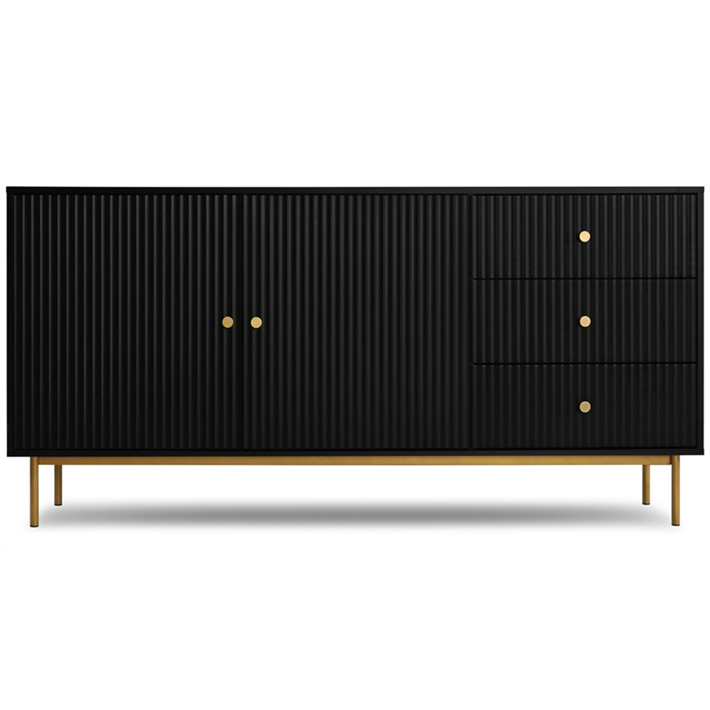 Devon 2 Door 3 Drawer Black Sideboard Image 2