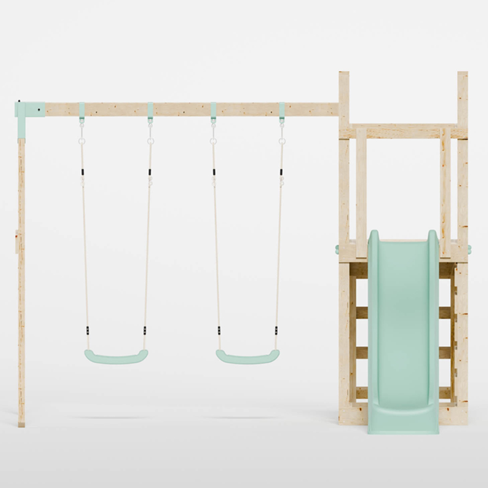 Mercia Mountain Climbing Frame Play Tower with Slide and Double Swing Image 3
