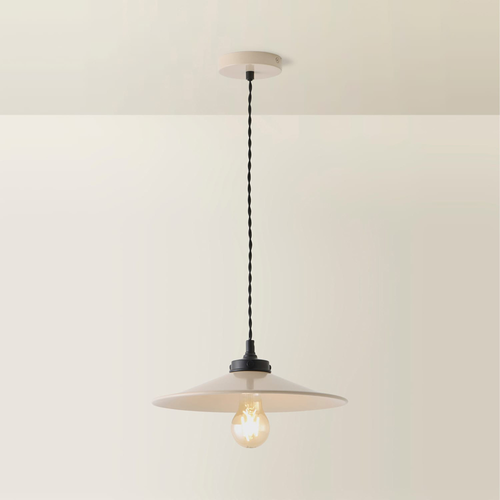 ValueLights Hampstead Natural Rolled Edge Tapered Pendant Light with Bulb Image 5