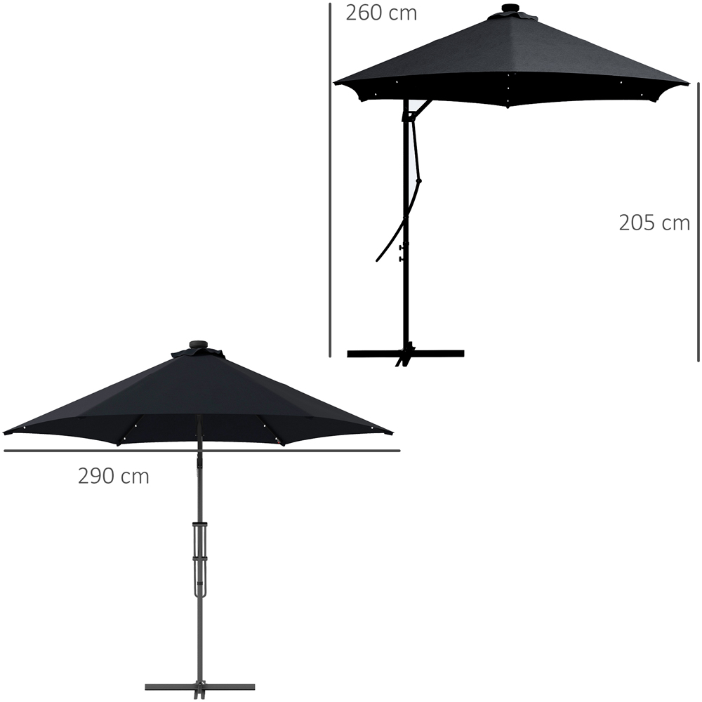 Outsunny Black Solar LED Cantilever Parasol with Cross Base 3m Image 7