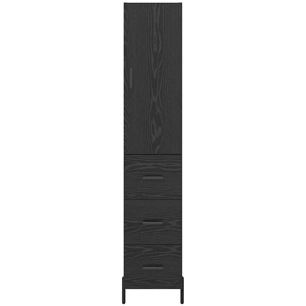 vidaXL Single Door 3 Drawer 3 Shelf Black Oak Highboard with Metal Legs Image 4