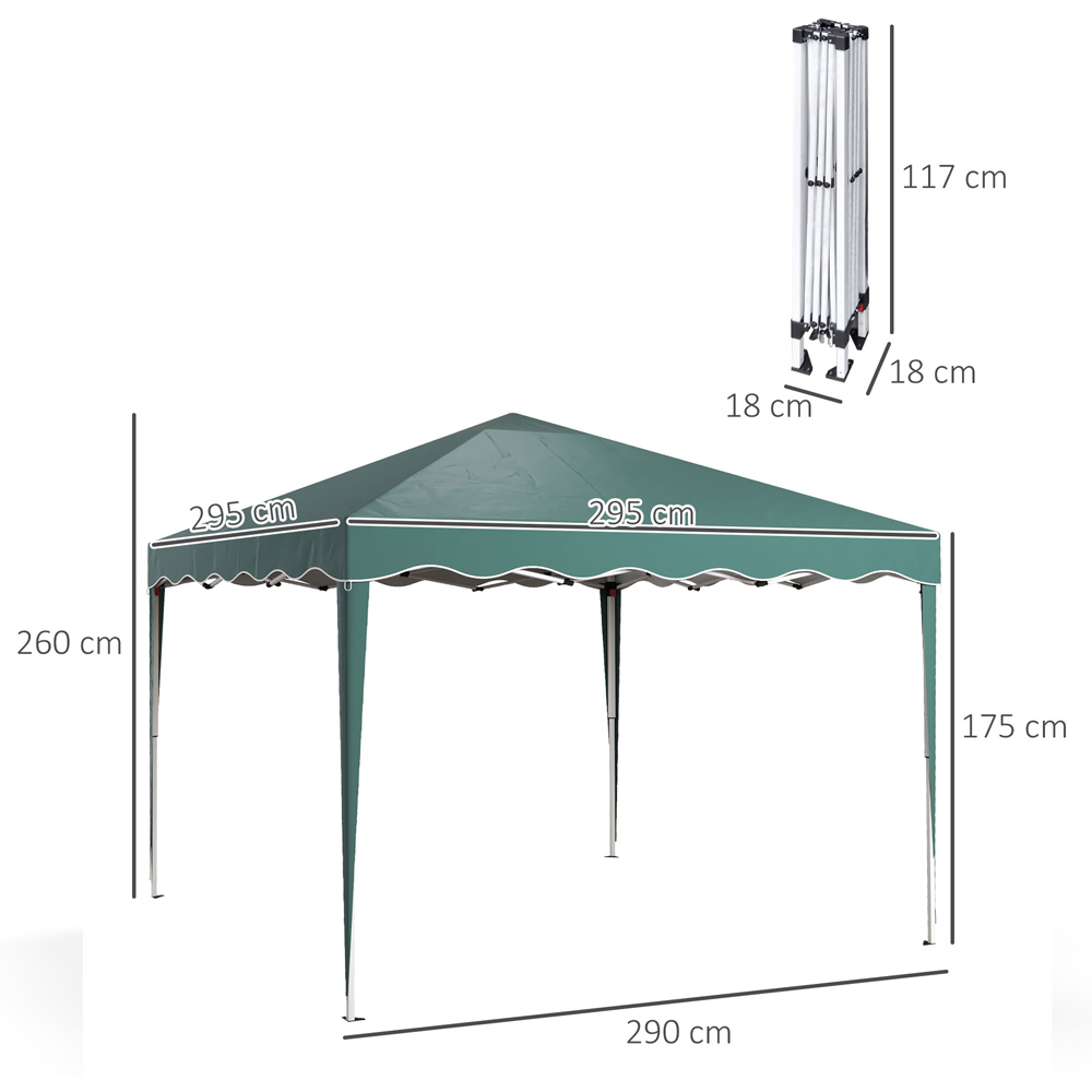 Outsunny 3 x 3m Green Steel Frame Pop Up Gazebo Image 8