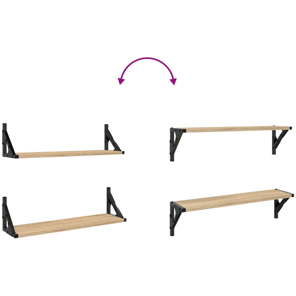 vidaXL 60 x 15 x 15.5cm Set of 2 Sonoma Oak Wall Shelf Image 6