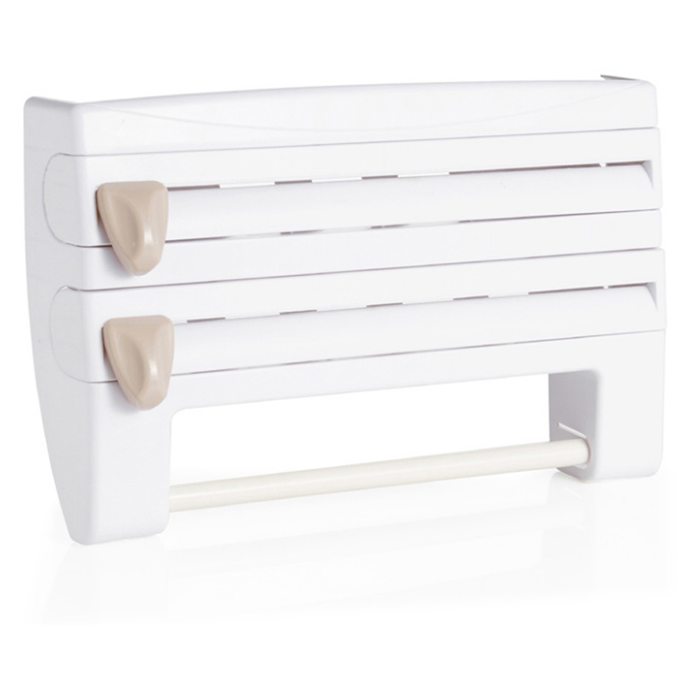 Living And Home WH0670 White Kitchen Towel Holder With Cutter Image 1