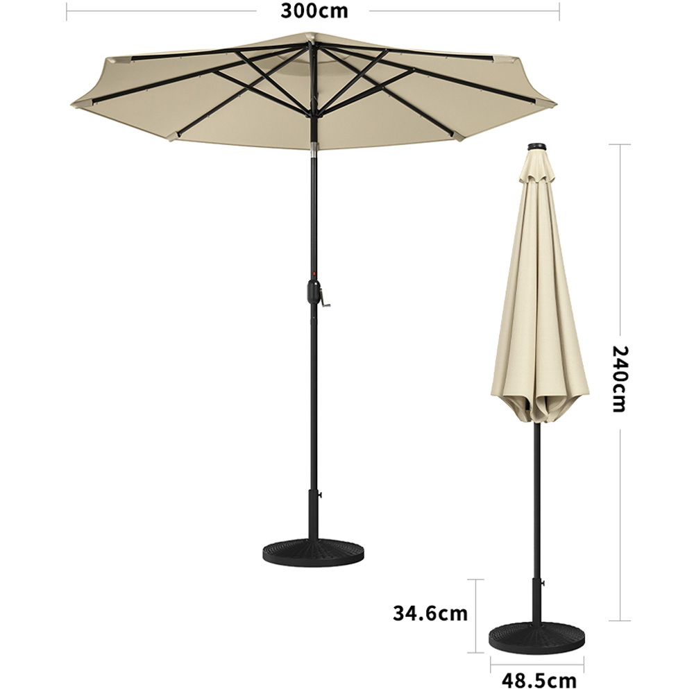 Living and Home Beige 24 Solar LED Crank and Tilt Parasol with Resin Woven Base 3m Image 8