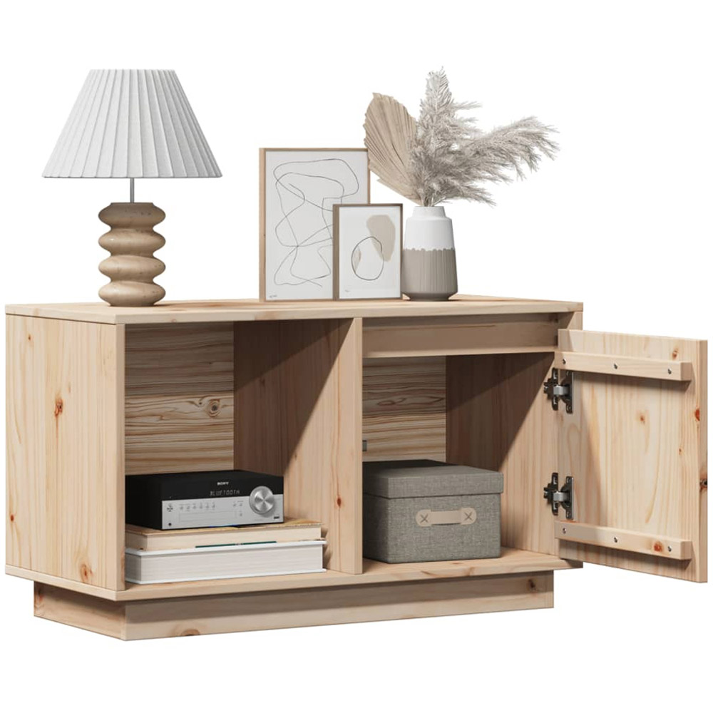 vidaXL Single Door Single Open Self Natural Solid Wood Pine TV Cabinet Image 3