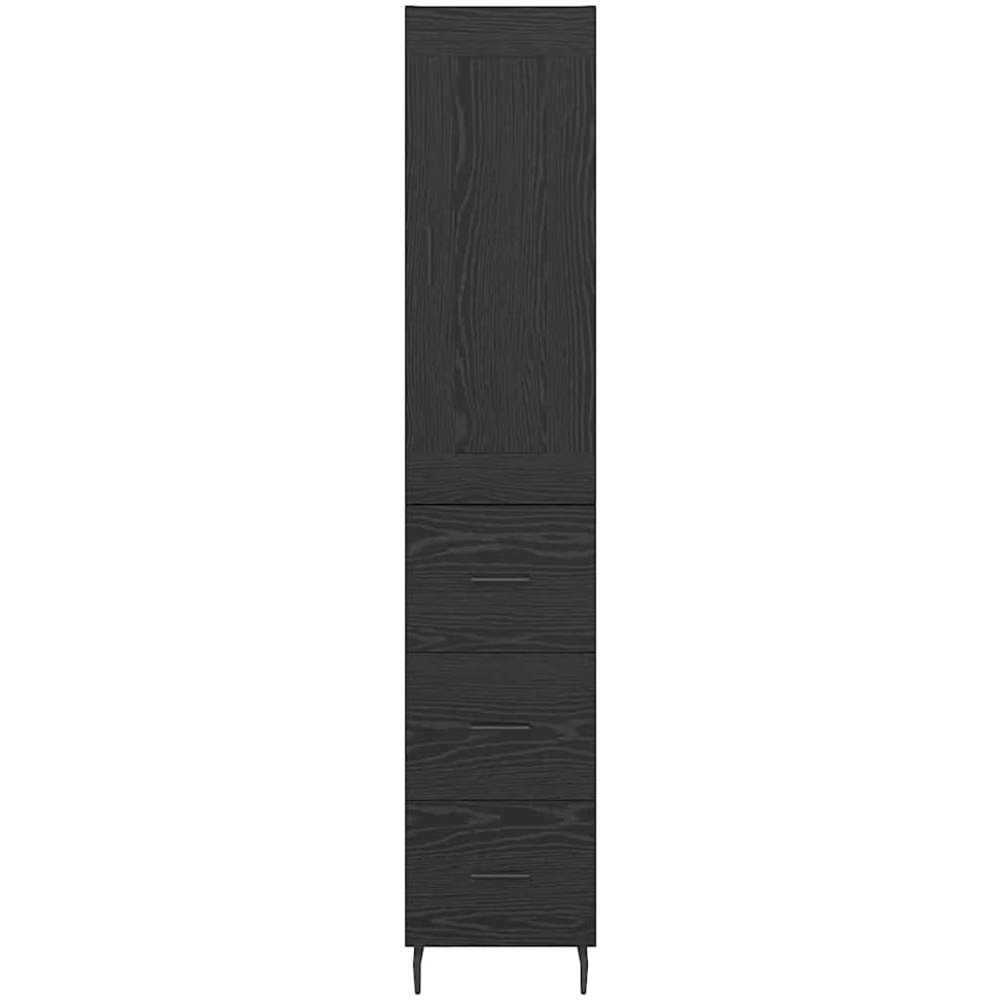 vidaXL Single Door 3 Drawer Black Oak Highboard with Metal Legs Image 4