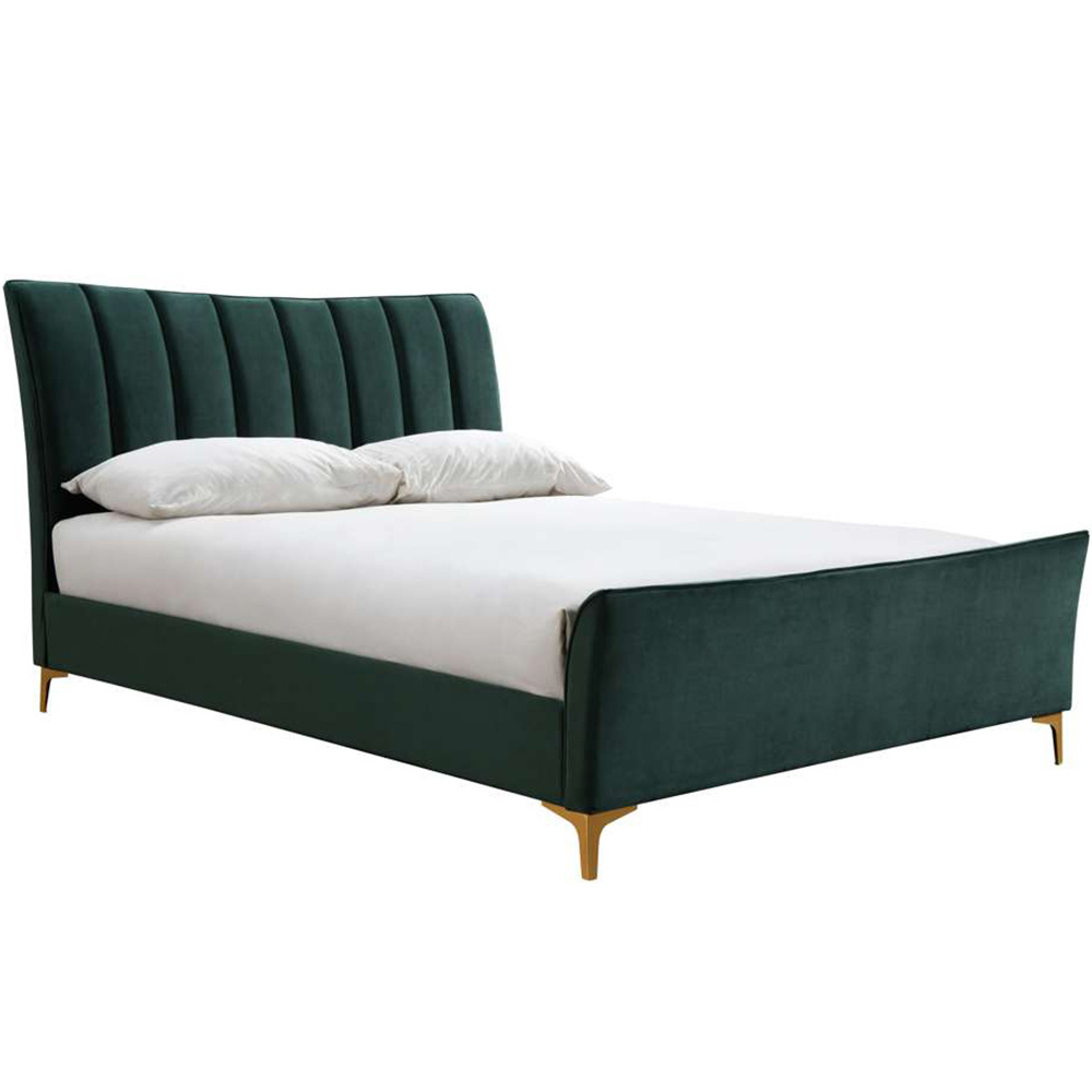 Clover King Size Green Velvet Bed Image 3