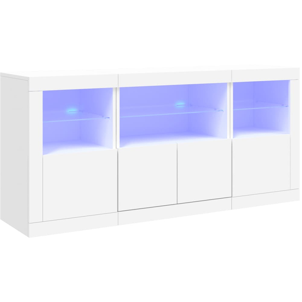 vidaXL 4 Door 6 Shelf White LED Sideboard Image 2