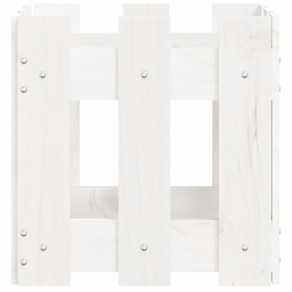 vidaXL White Solid Pine Wood Square Garden Planter 30cm Image 5
