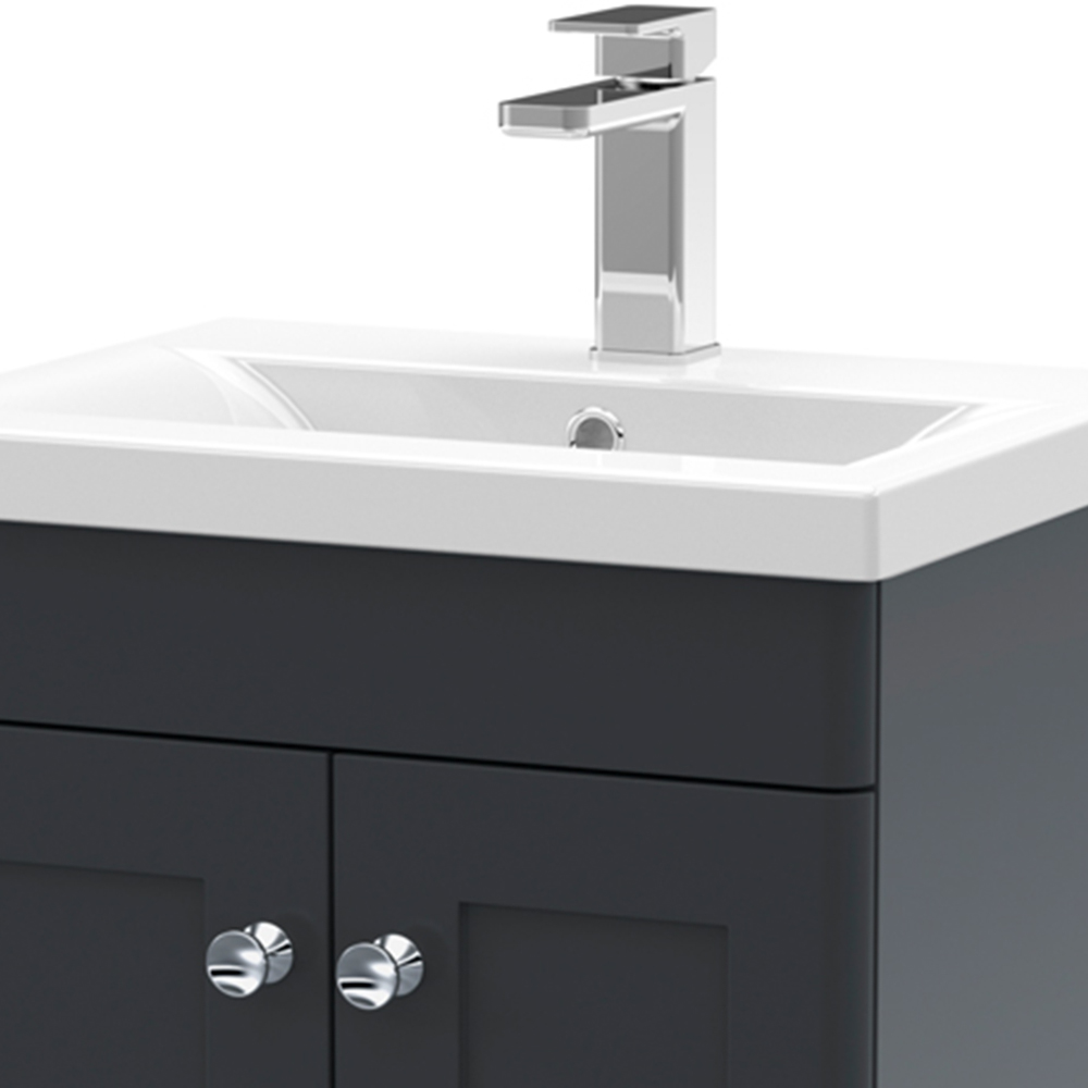 nuie Classique 2 Door Soft Black Floor Standing Unit and Mid-Edge Ceramic Basin 500mm Image 2