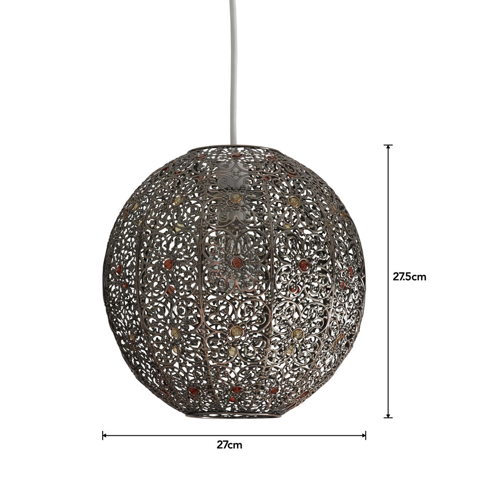 Wilko Morrocan Bronze-Effect Sphere Pendant Light Shade Image 4