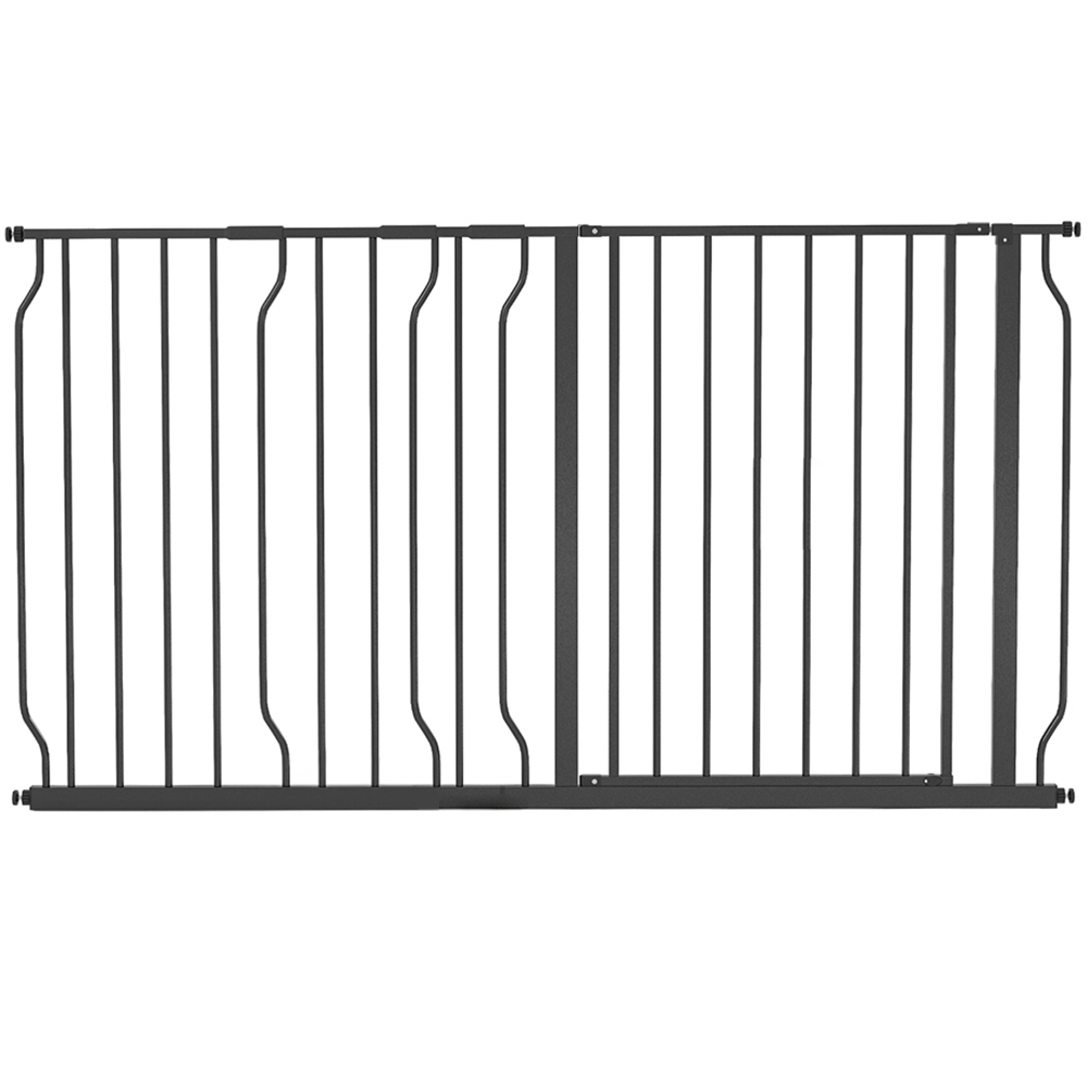 PawHut Black 75-145cm Door Pressure Fit Wide Stair Pet Safety Gate Image 1