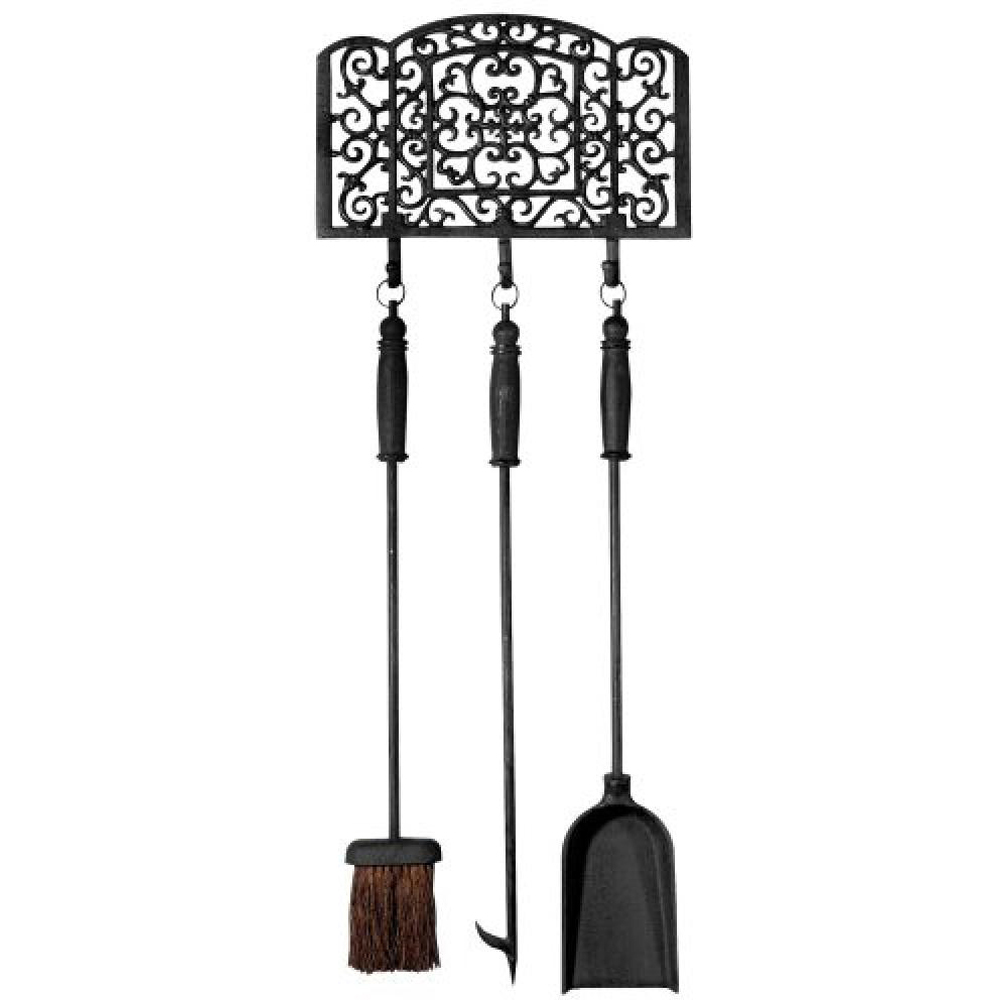 Fallen Fruits Black Fireplace Tools with Wall Plate Image 1