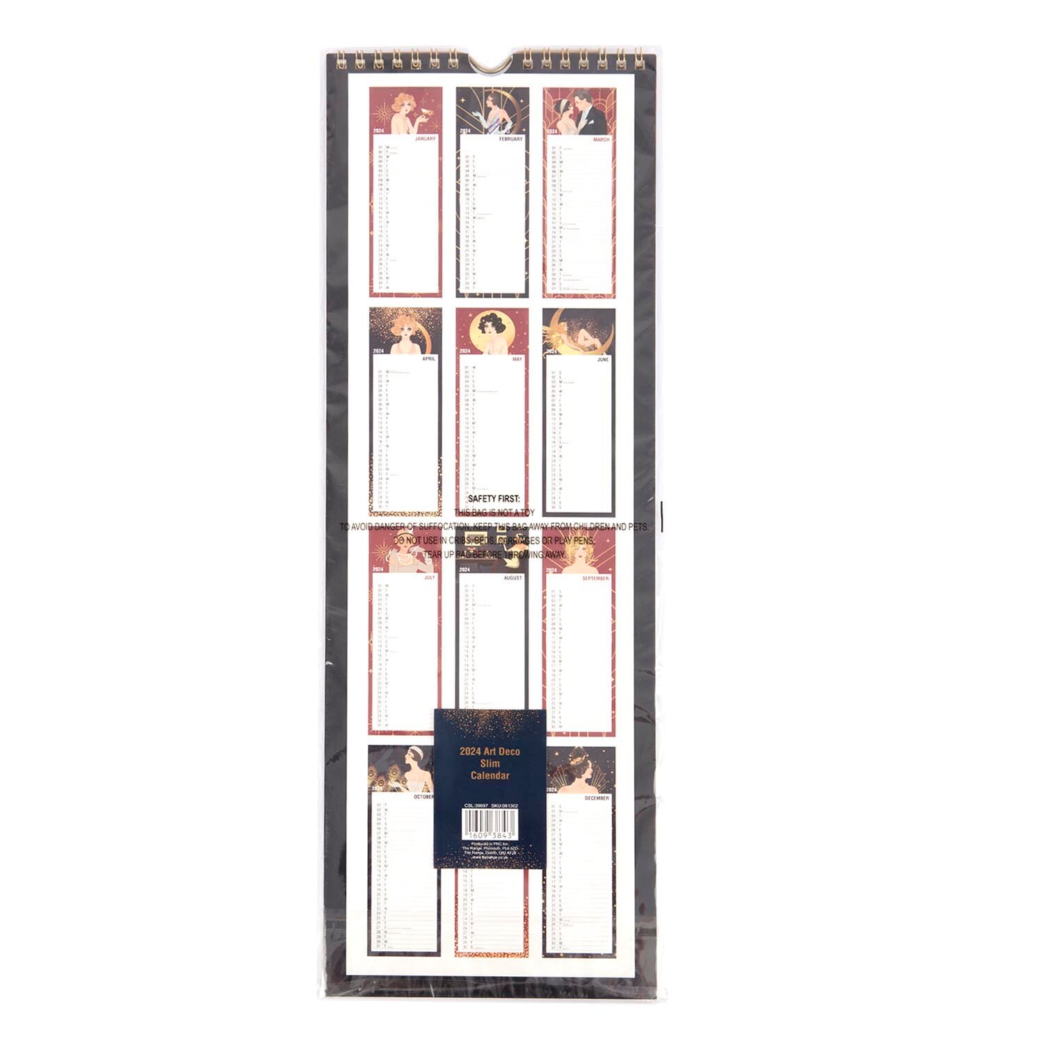 Long Art Deco Spiral Calendar 2024 Image 2