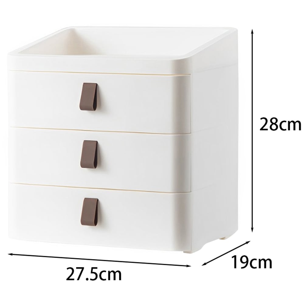 Living and Home White 3 Drawer Plastic Desktop Drawer Storage Organiser Image 7