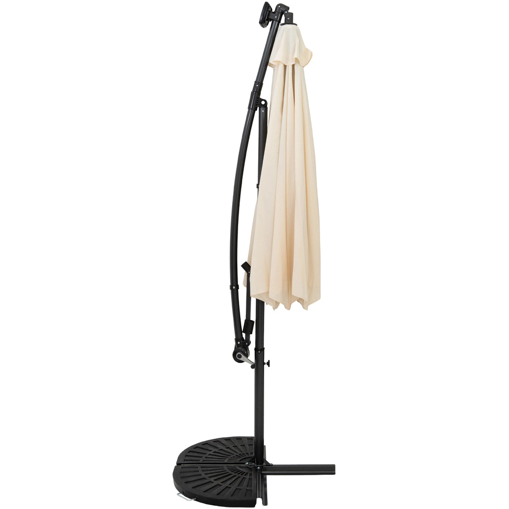 MonsterShop Cream LED Cantilever Parasol with Half Fan Base 3m Image 3