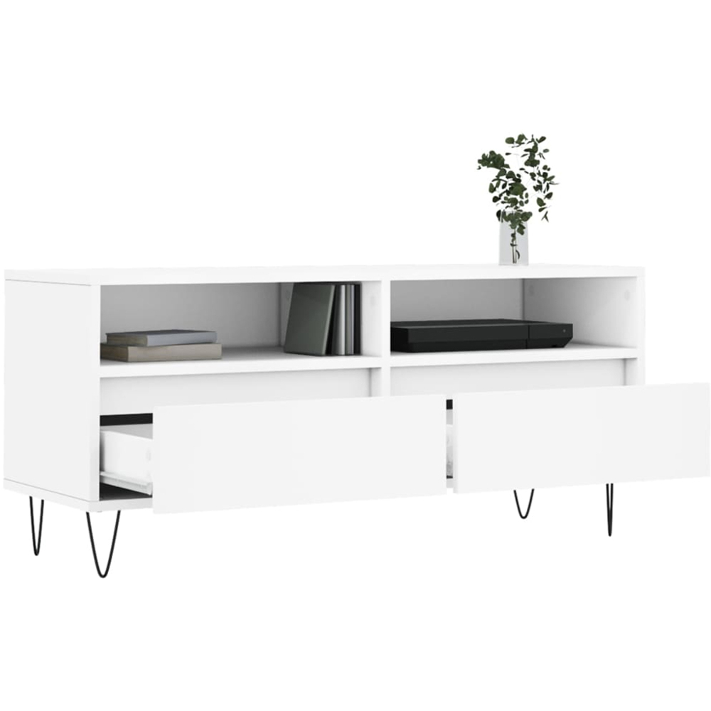 vidaXL 2 Drawer 2 Shelf White TV Cabinet Image 4